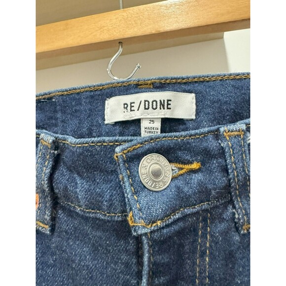 NWOT RE/DONE Womens Sz 25 Blue Rigid Like Denim High Rise 70s Straight Leg Jeans - Picture 3 of 12